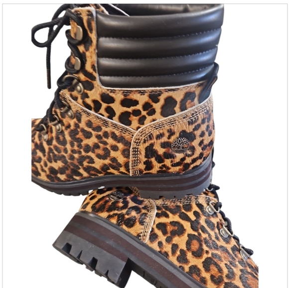 New Timberland London Square Leopard Calf Hair Hiker Boots 9 - Picture 15 of 16